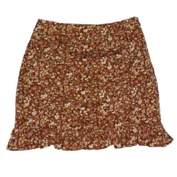 Paper Crane Floral Print Brown Skirt Set(Size Small) - Picture 5 of 7